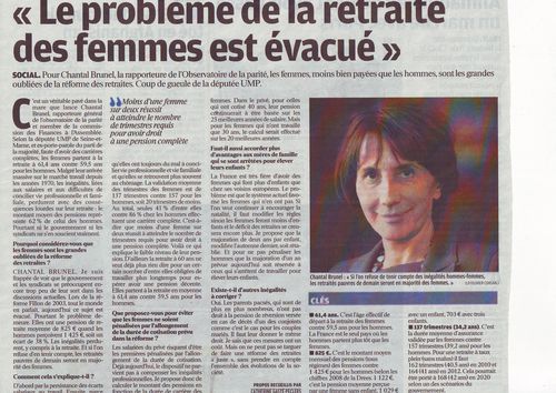 Le Parisien : Interwiew de Chantal Brunel concernant la retraite des femmes