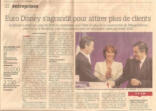 Le Figaro, signature d'une Convention entre l'Etat et Disney
